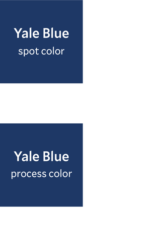 Yale blue spot and process color swatches