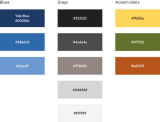 Yale web color palette